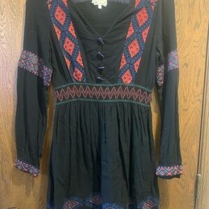 Sweet by Miss Me black dress long sleeve  size large cotton & polyester